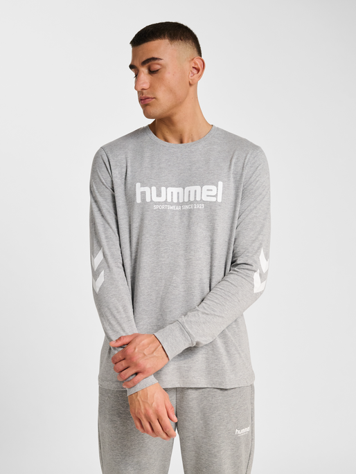 hmlLEGACY 2.0 T-SHIRT L/S, GREY MELANGE, model