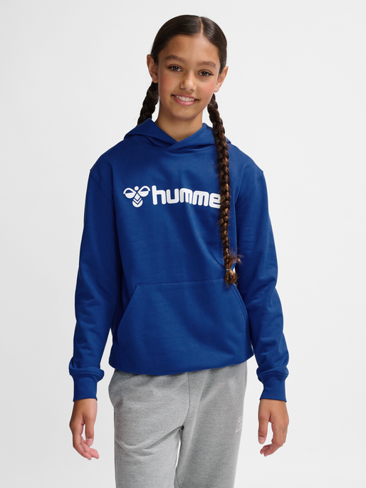 hmlGO 2.0 LOGO HOODIE KIDS, TRUE BLUE, model
