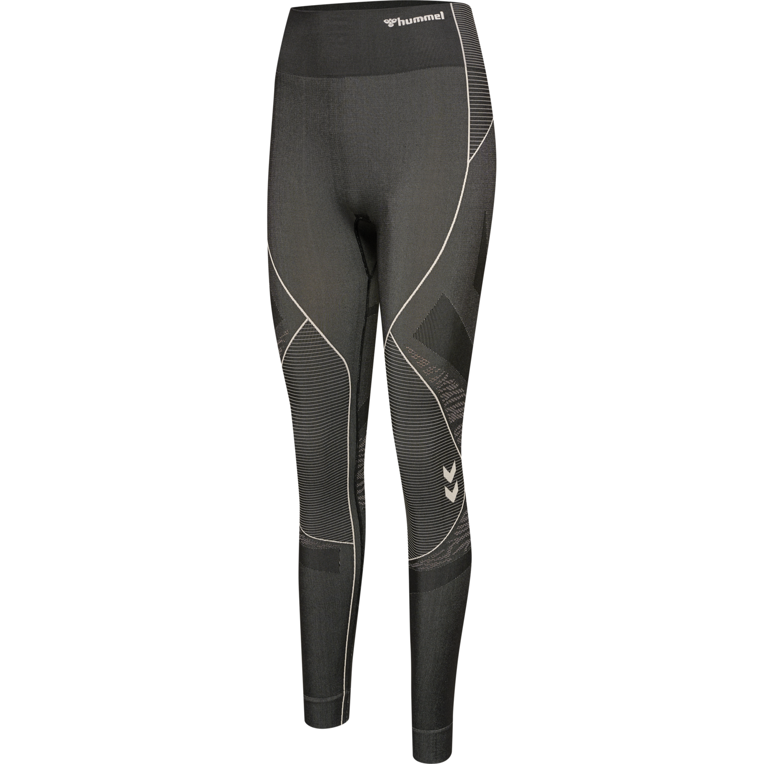 hmlMT MILA SEAMLESS MID WAIST TIGHT, BLACK/CHATEAU GREY, packshot