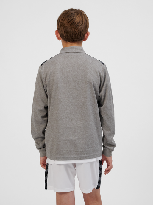 hmlAUTHENTIC HALF ZIP SWEAT KIDS, GREY MELANGE, model