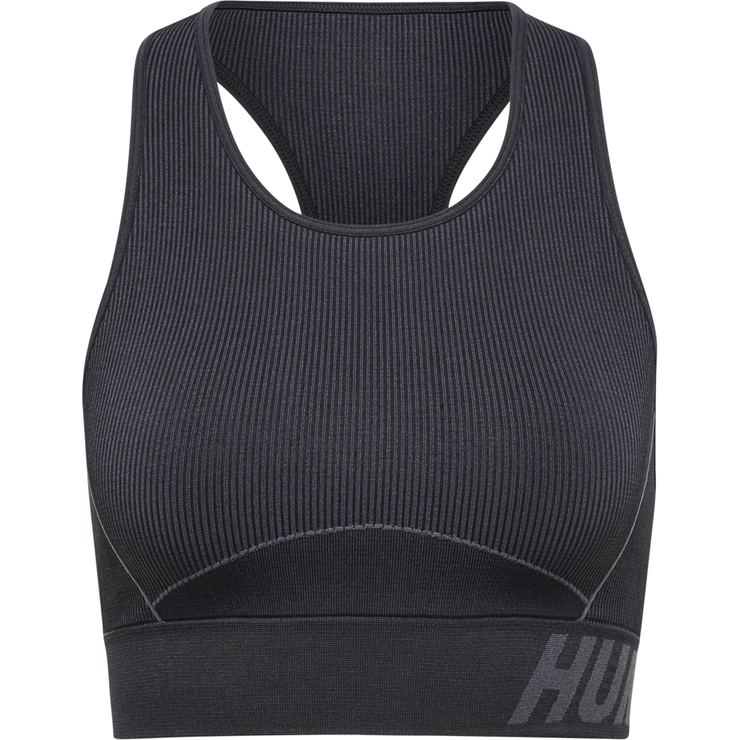 hmlTE CHRISTEL SEAMLESS SPORTS TOP, BLACK/ASPHALT MELANGE, packshot