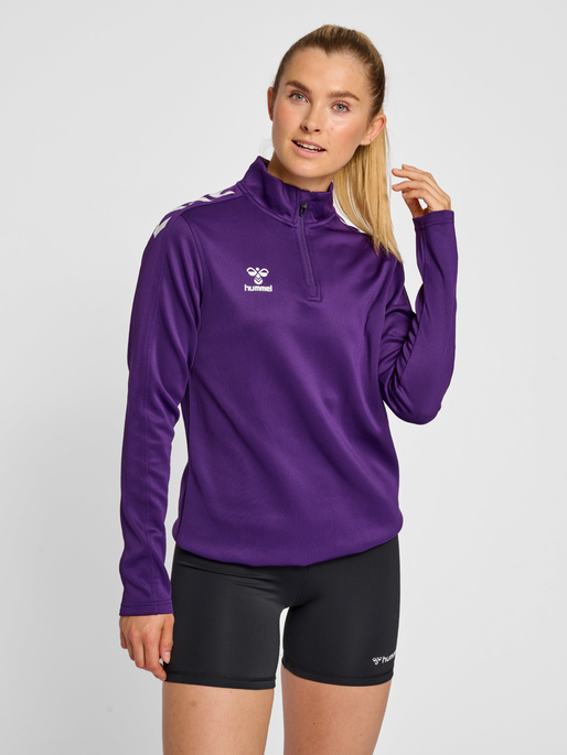 hmlCORE XK HALF ZIP SWEAT WOMAN, ACAI/WHITE, model
