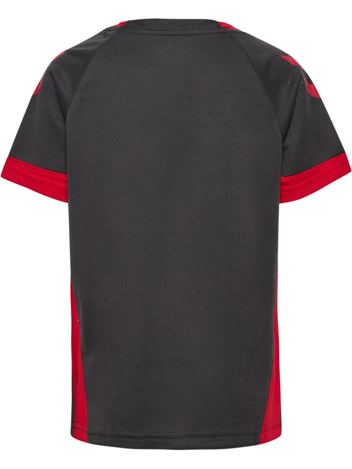hmlLEAD S/S POLY JERSEY KIDS, !ASPHALT/TRUE RED, packshot