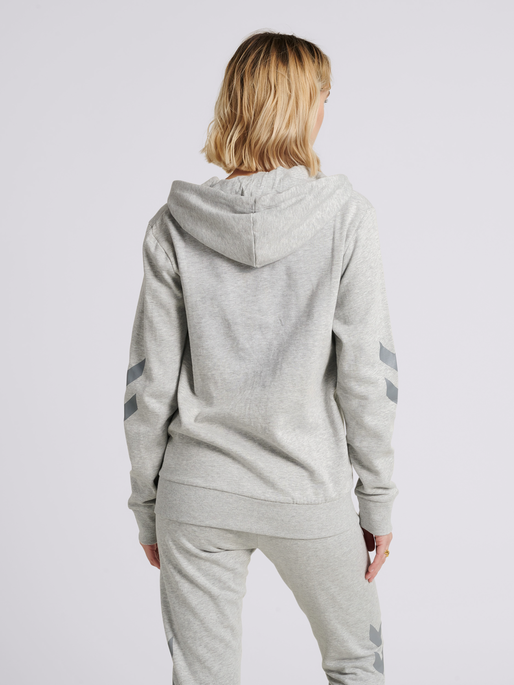 hmlLEGACY ZIP HOODIE, GREY MELANGE, model