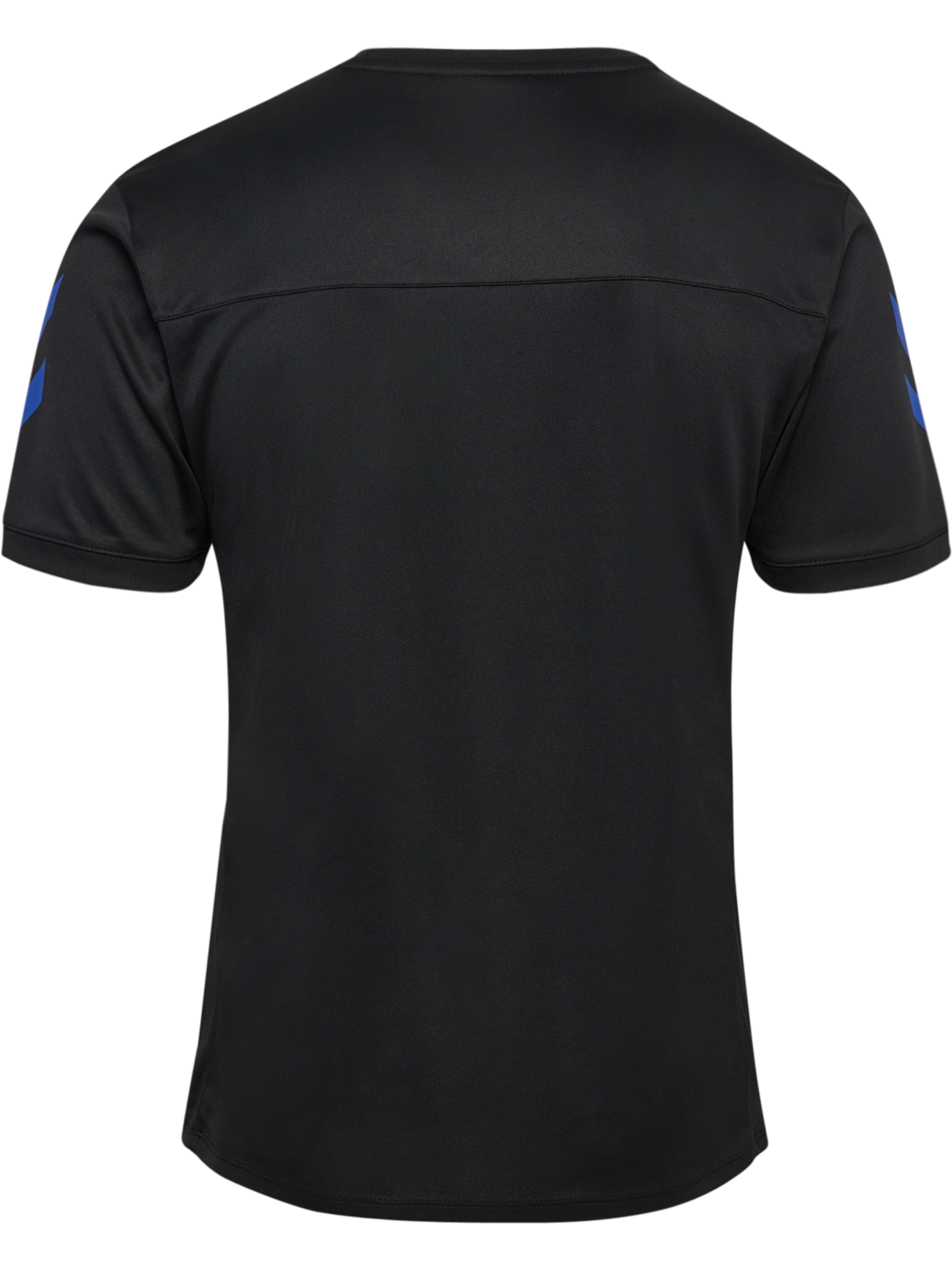 hmlBLAZE CLUB 26 POLY TEE, BLACK/BLUE, packshot
