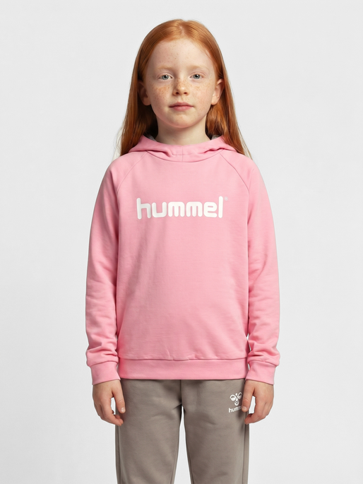 HMLGO KIDS COTTON LOGO HOODIE, COTTON CANDY, model