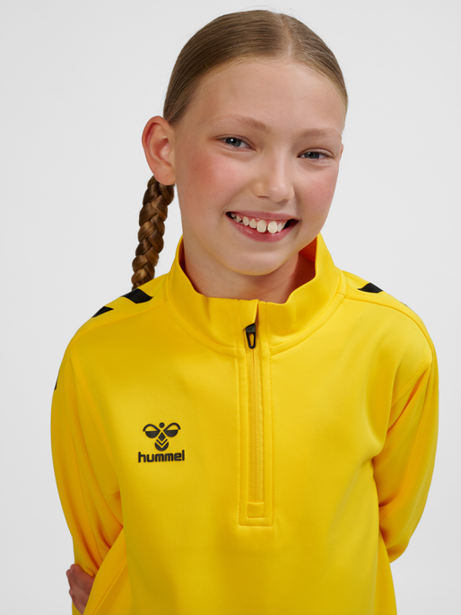 hmlCORE XK HALF ZIP POLY SWEAT KIDS, SPORTS YELLOW, model