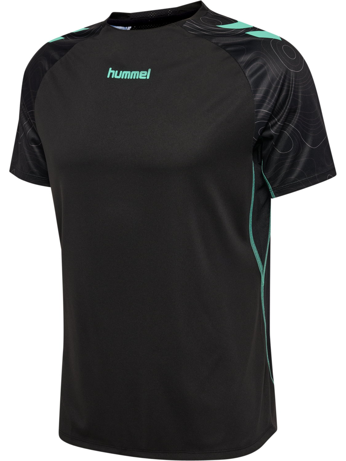 hmlBLAZE 2.0 TRAINING JERSEY S/S, BLACK/POOL BLUE, packshot