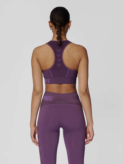 hmlTE CHRISTEL SEAMLESS SPORTS TOP, PLUM PERFECT/BELLFLOWER MELAN, model