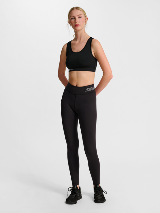 hmlTE FUNDAMENTAL MID WAIST TIGHTS, BLACK/WHITE, model
