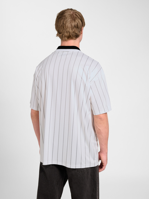 Chevron Pinstripe Polo Shirt, WHITE/BLACK, model