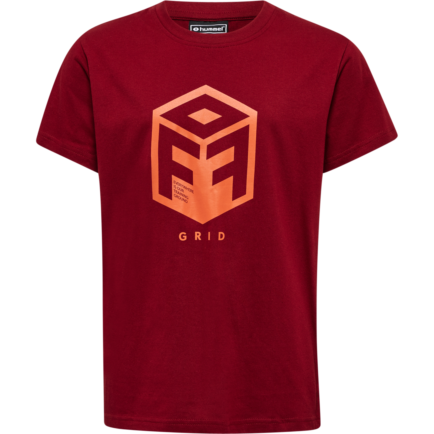 hmlOFFGRID COTTON JERSEY S/S KIDS, RHUBARB/NASTURTIUM, packshot