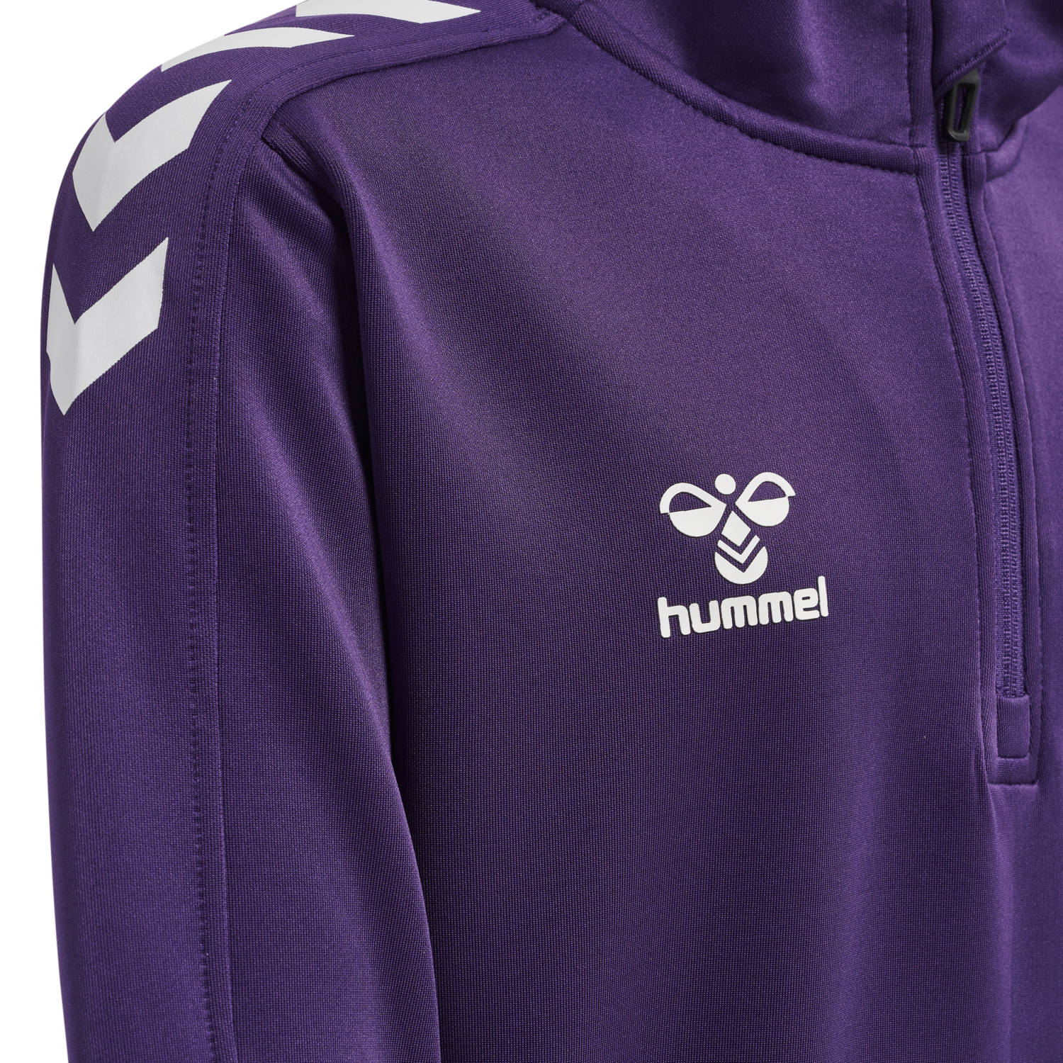hmlCORE XK HALF ZIP POLY SWEAT KIDS, ACAI/WHITE, packshot