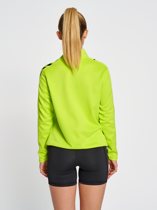 hmlCORE XK HALF ZIP SWEAT WOMAN, LIME POPSICLE, model