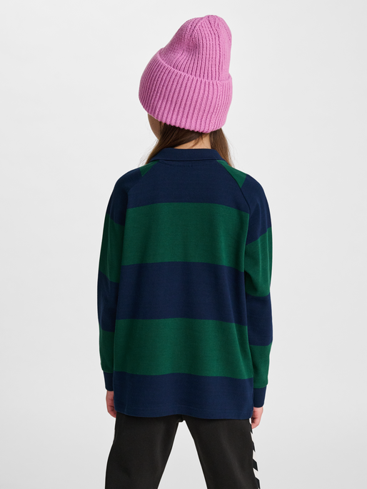 hmlJR LOOSE STRIPED POLO L/S, DRESS BLUES, model