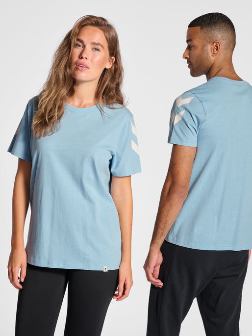 hmlLEGACY CHEVRON T-SHIRT, PLACID BLUE, model