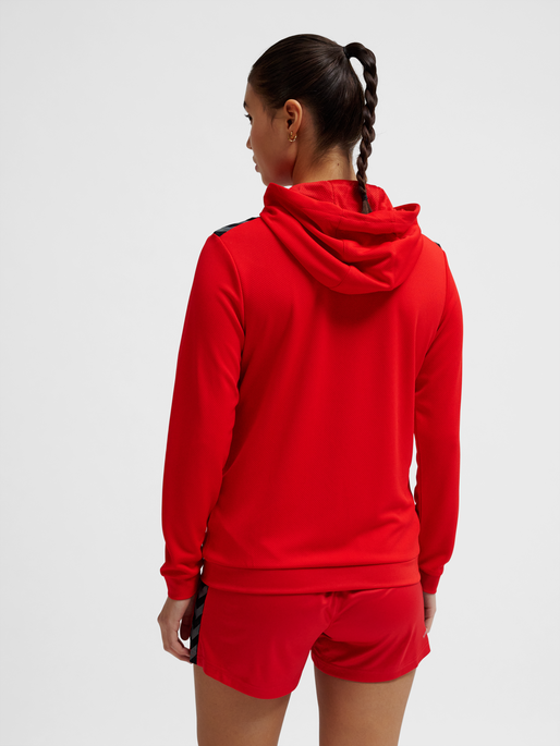 hmlAUTHENTIC PL ZIP HOODIE WOMAN, TRUE RED, model