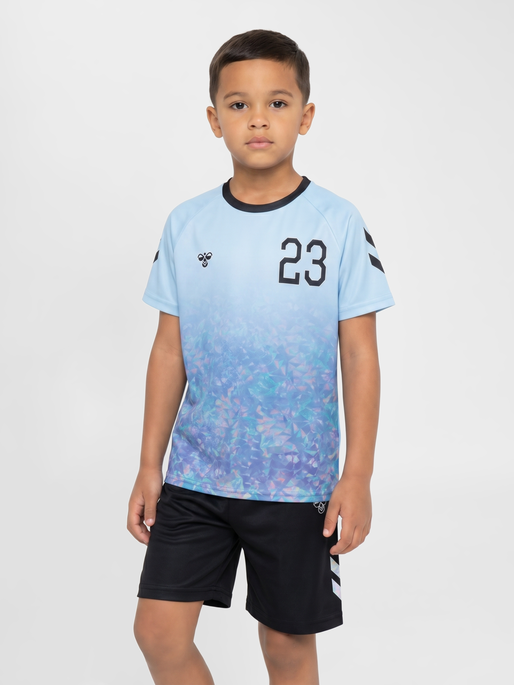 hmlSHIMMER T-SHIRT S/S, SKYWAY/BLACK, model