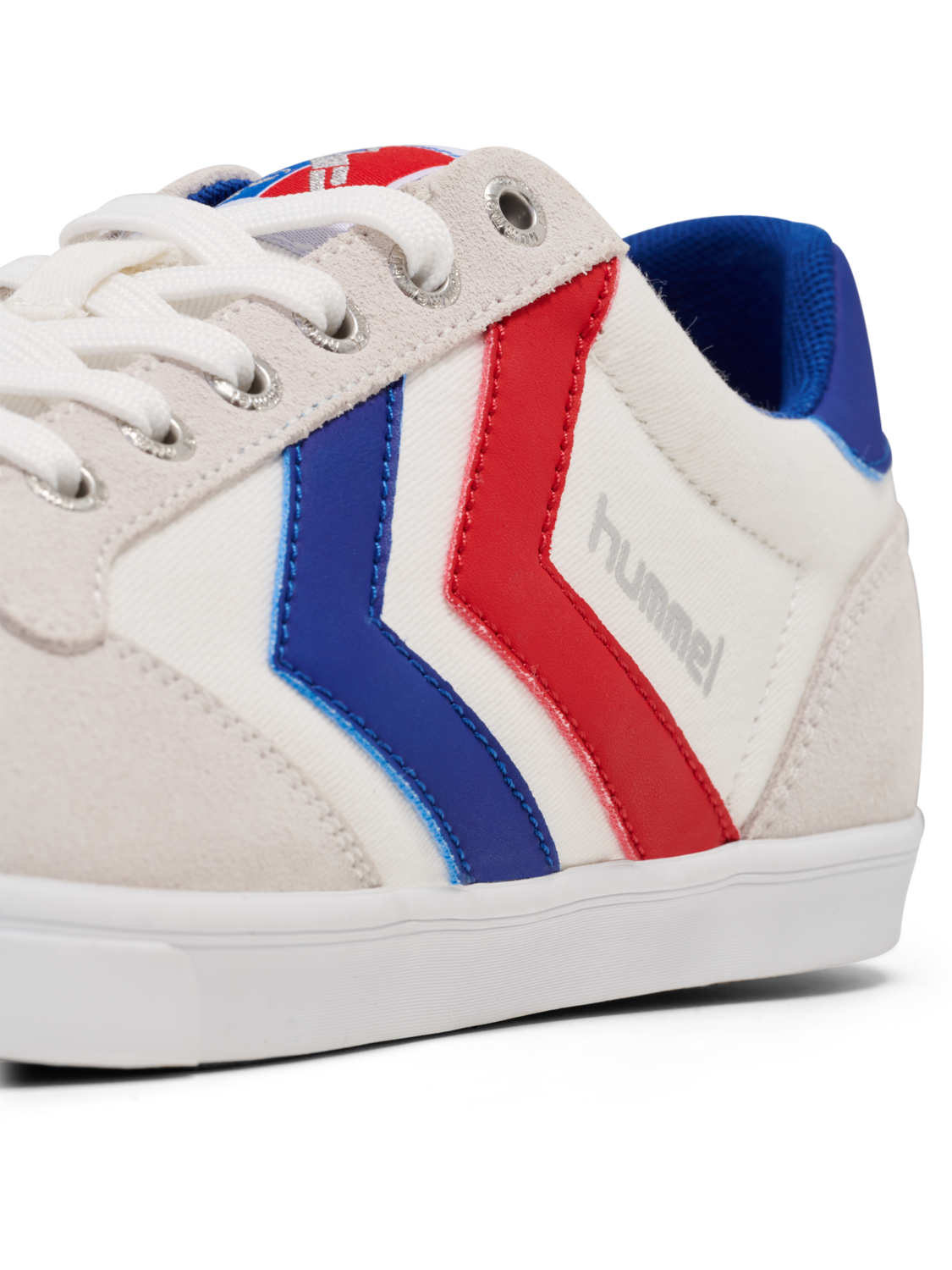 HUMMEL SLIMMER STADIL LOW, WHITE/BLUE/RED/GUM, packshot