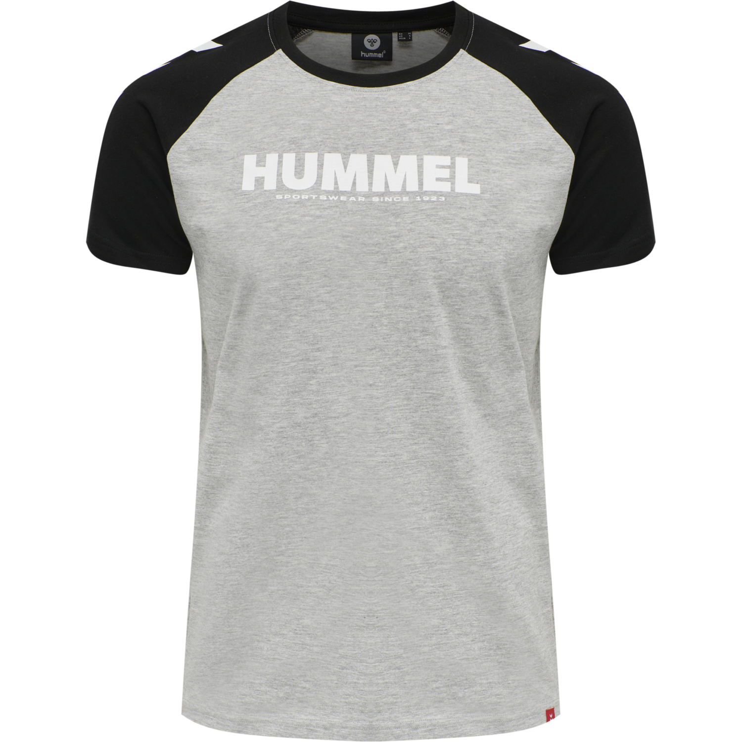 hmlLEGACY BLOCKED T-SHIRT, GREY MELANGE/BLACK, packshot