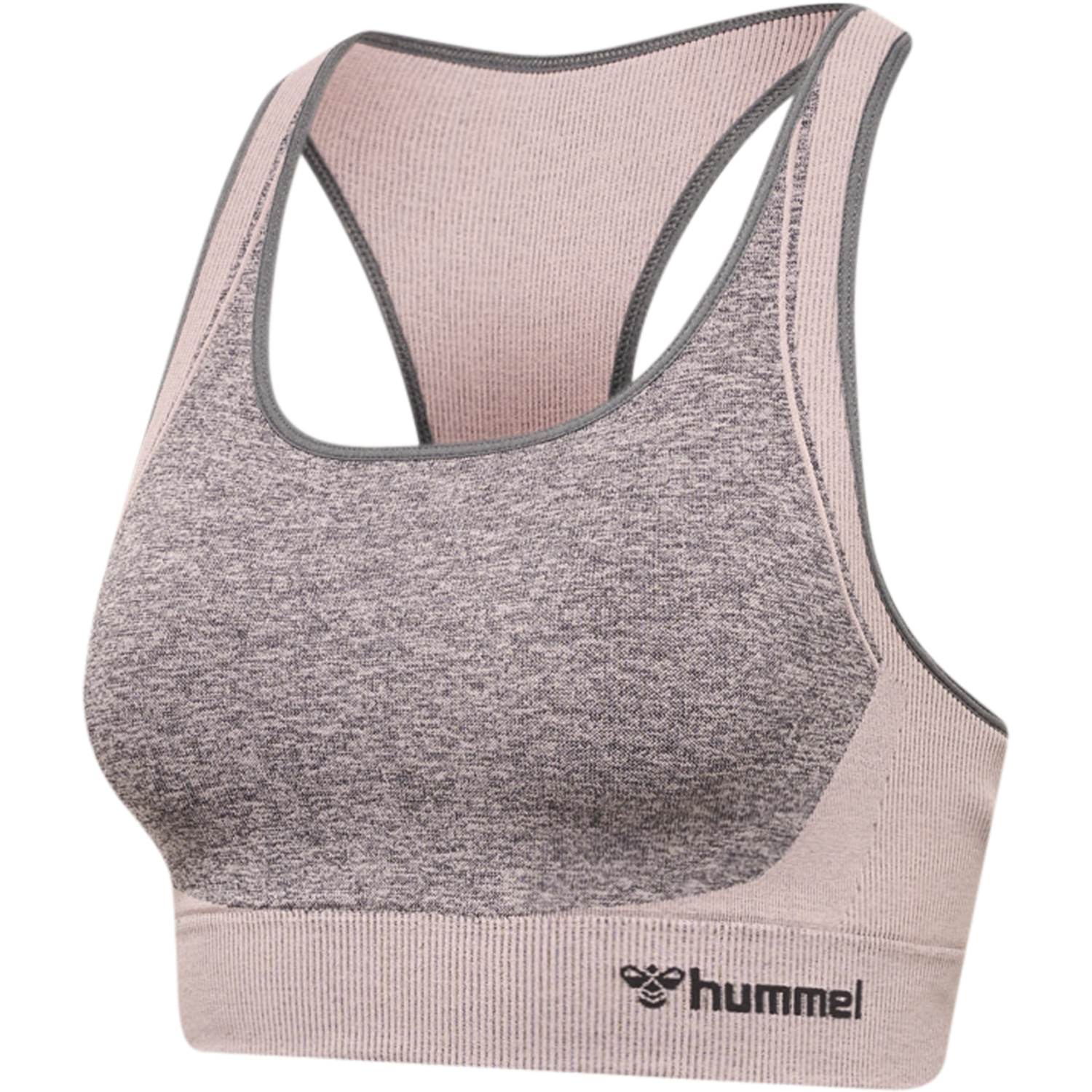 hmlKARINA SEAMLESS SPORTS TOP, QUIET SHADE/WOODROSE MELANGE, packshot
