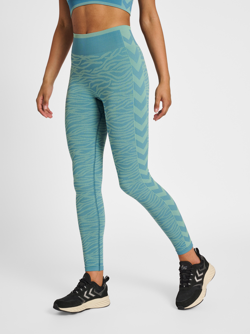 hmlMT SAGA SEAMLESS MW TIGHTS, NORTH ATLANTIC/BLUE SURF MELANGE, model