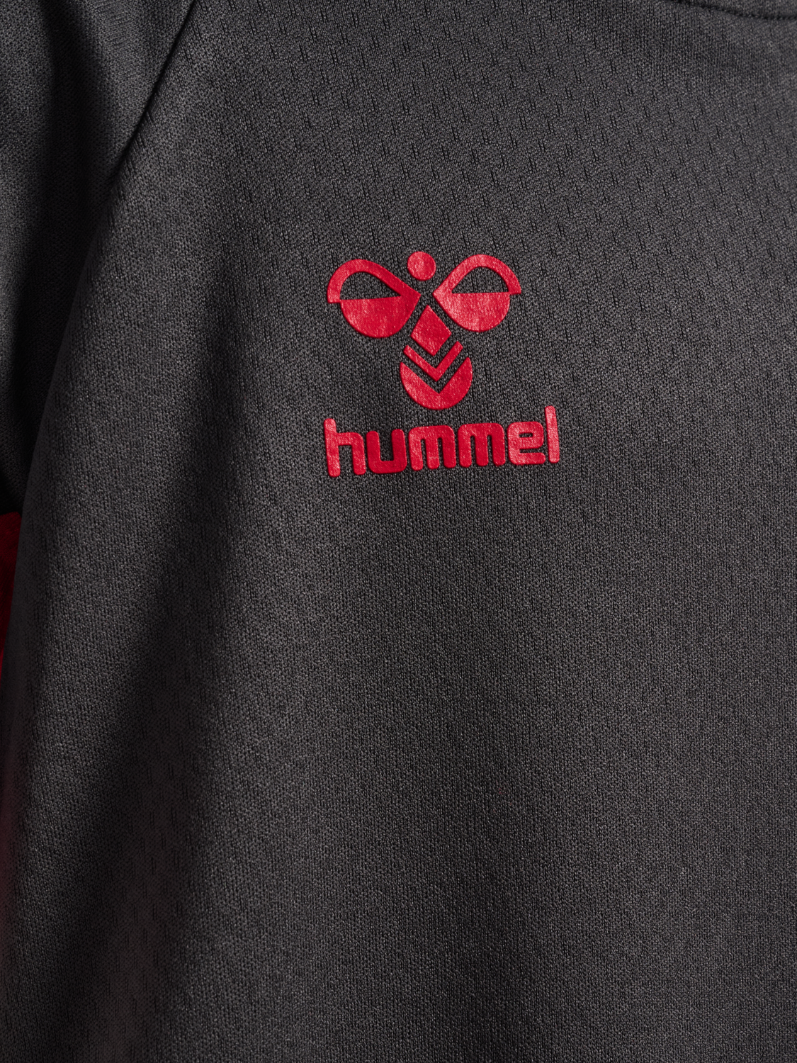 hmlLEAD S/S POLY JERSEY KIDS, !ASPHALT/TRUE RED, packshot