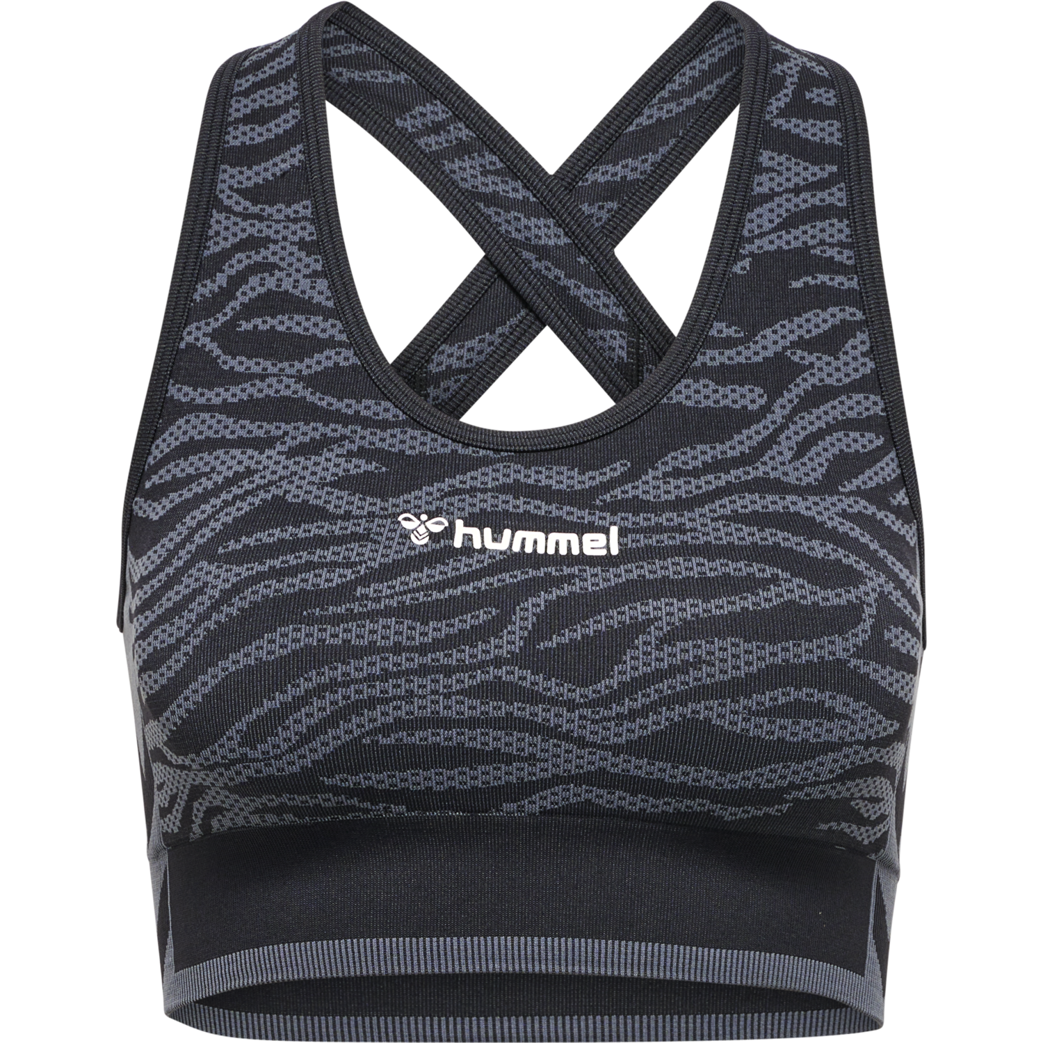 hmlMT SAGA SEAMLESS SPORTS TOP, BLACK/ASPHALT MELANGE, packshot