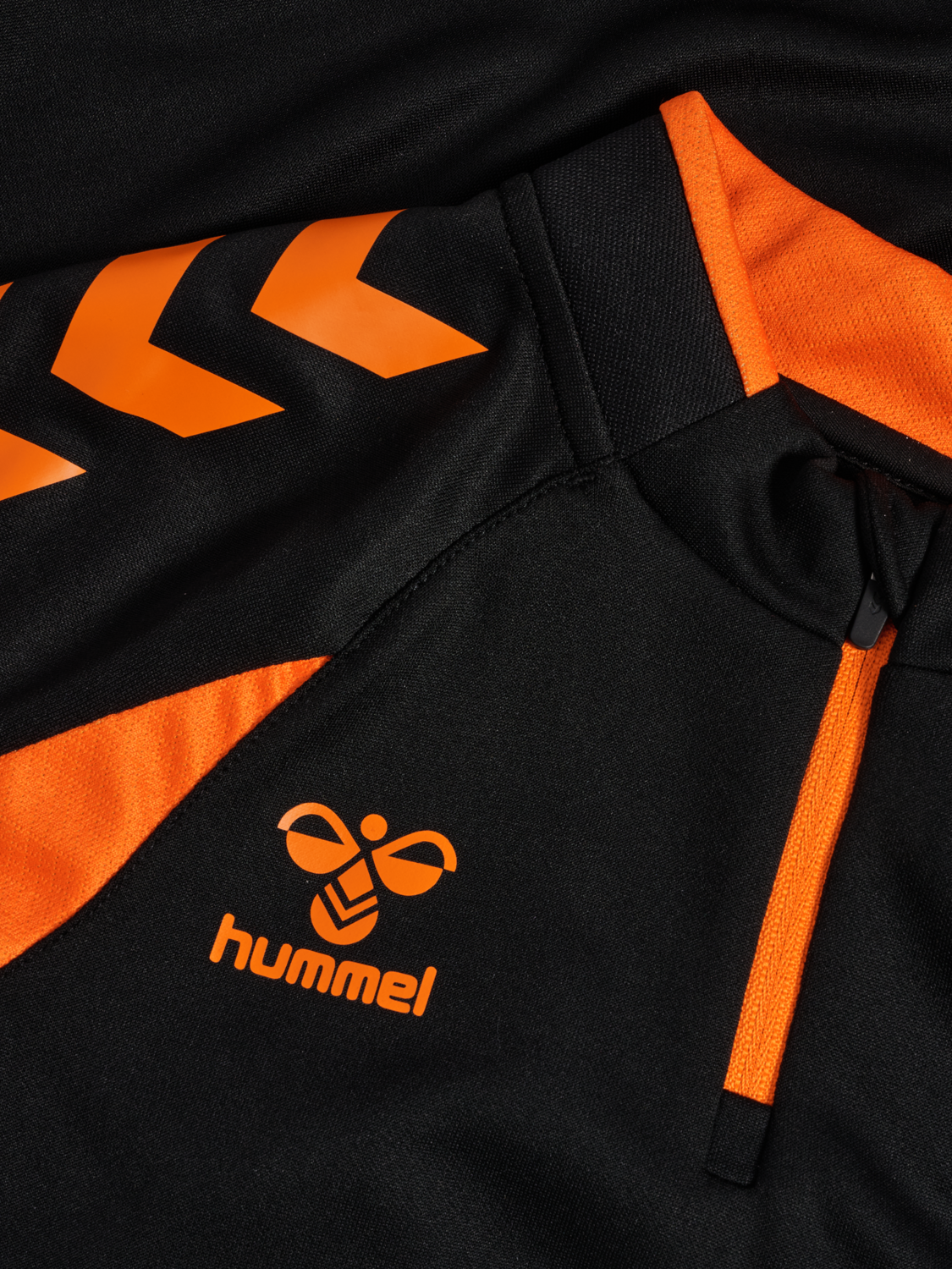 hmlCORE 2.0 HALF ZIP KIDS, BLACK/ORANGE TIGER, packshot