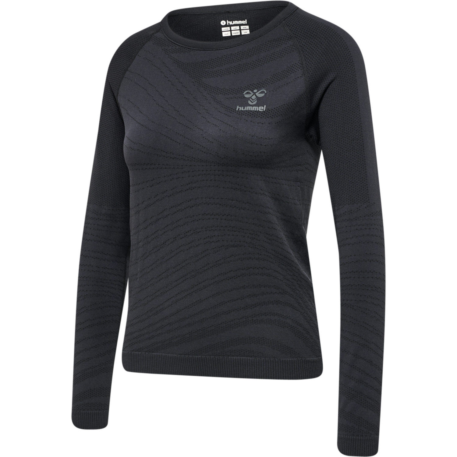 hmlONGRID SEAMLESS L/S WO, JET BLACK/FORGED IRON, packshot