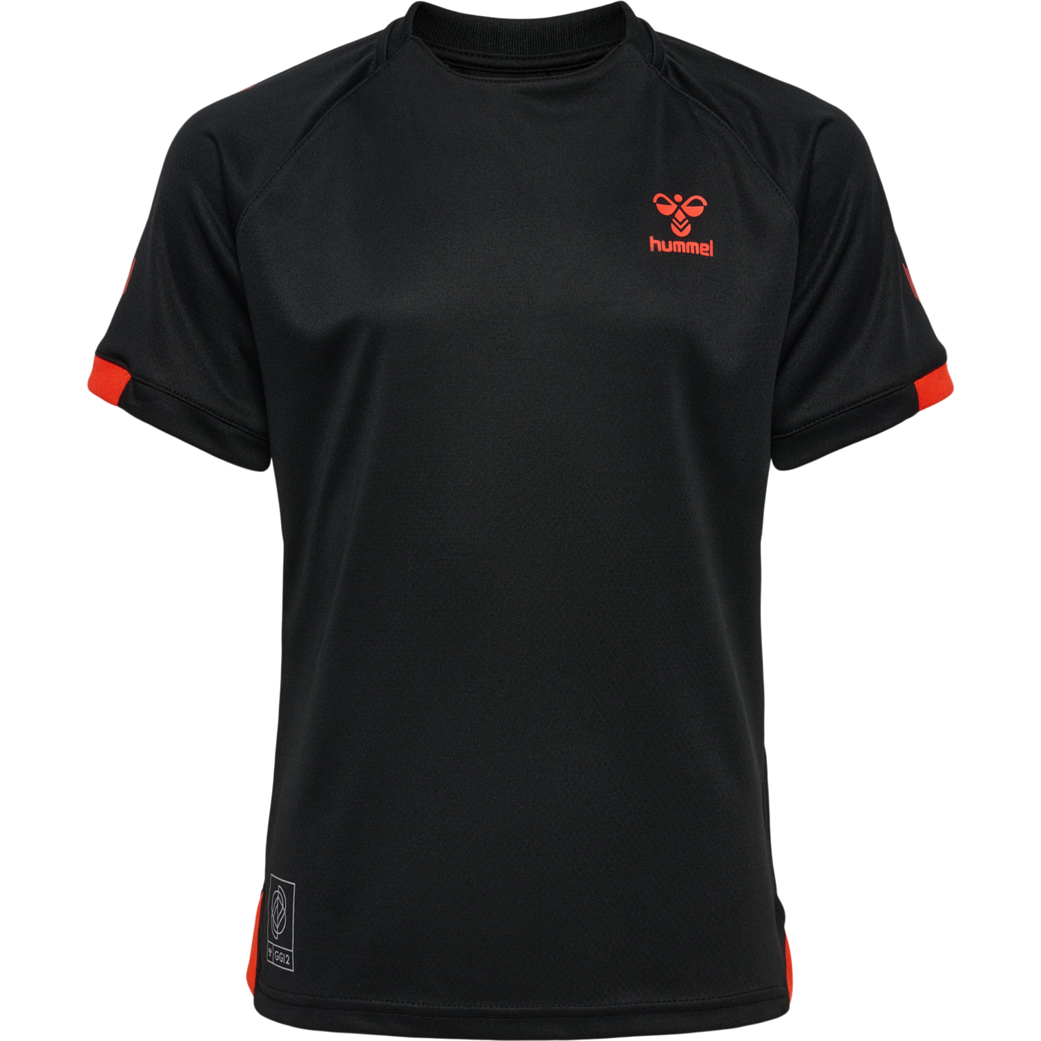 hmlGG12 ACTION JERSEY S/S KIDS, BLACK/CHERRY TOMATO, packshot