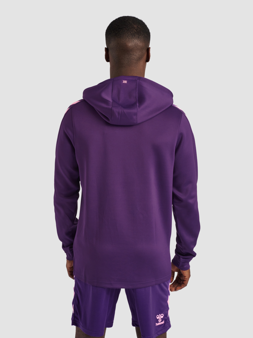 hmlCORE XK POLY SWEAT HOODIE, ACAI, model
