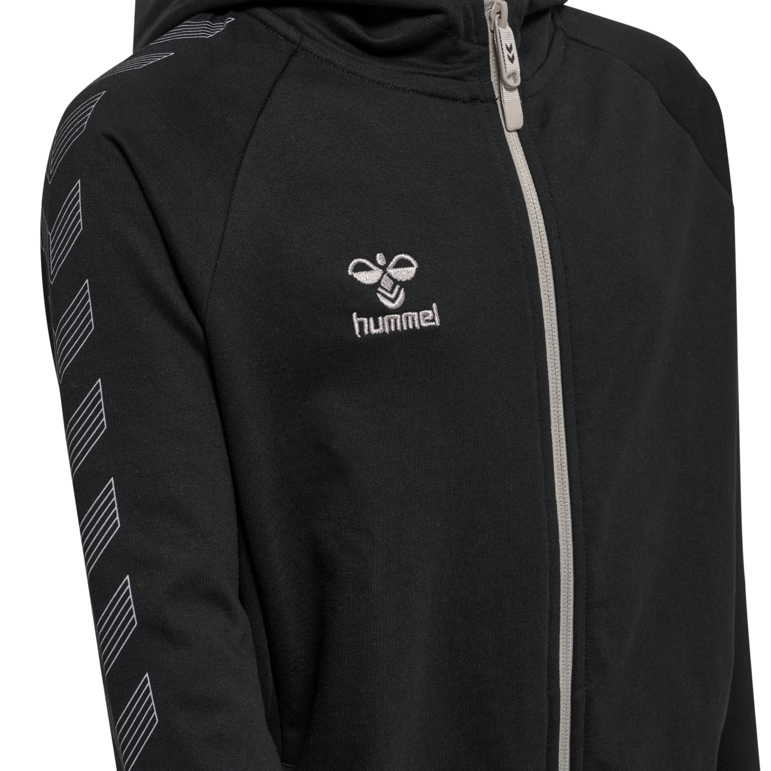 hmlMOVE GRID COTTON ZIP HOODIE KIDS, BLACK, packshot