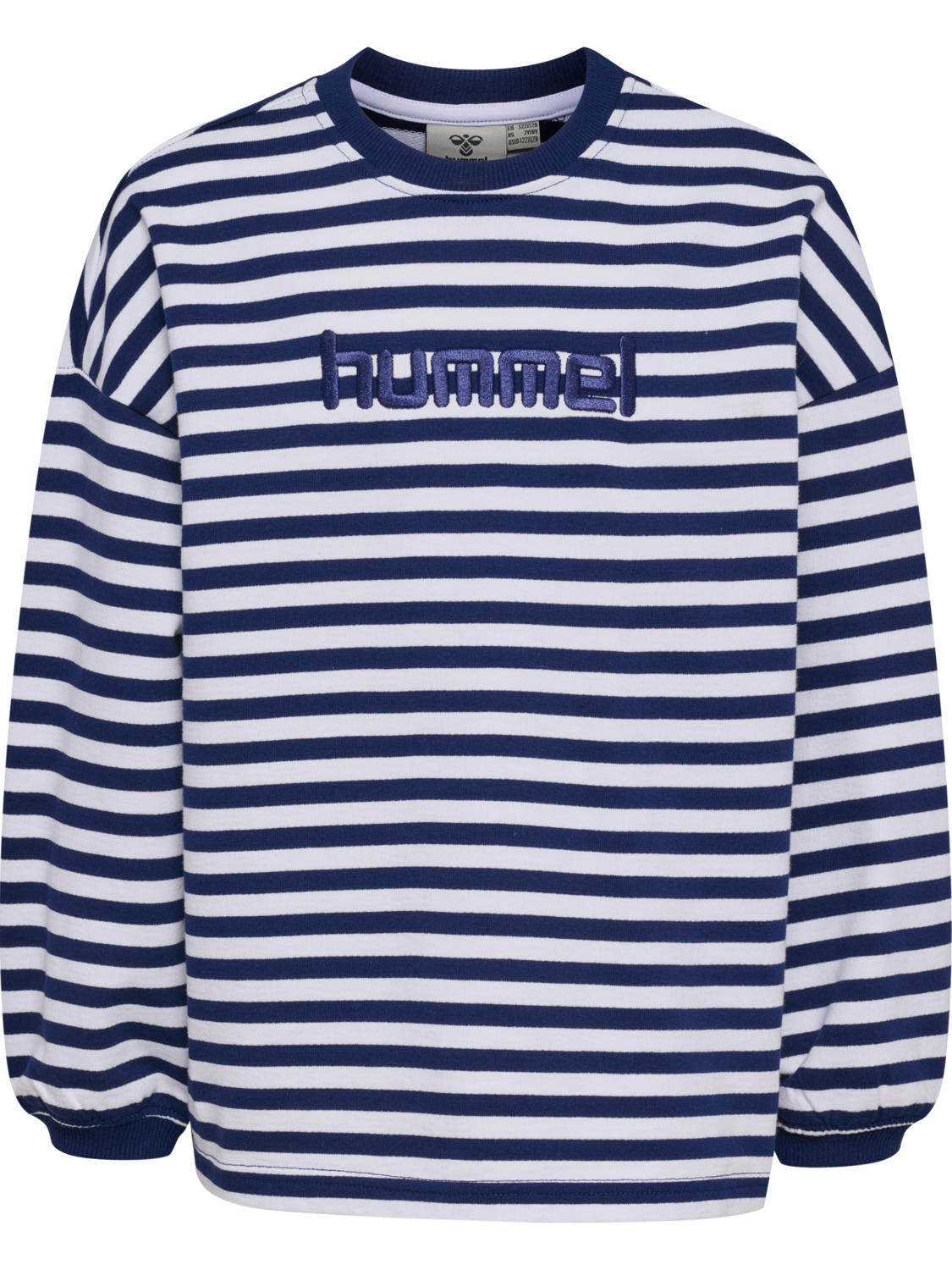 hmlJR GEGGO STRIPE SWEATSHIRT, MEDIEVAL BLUE, packshot