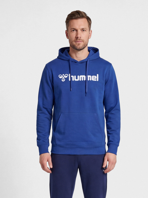 hmlGO 2.0 LOGO HOODIE, TRUE BLUE, model