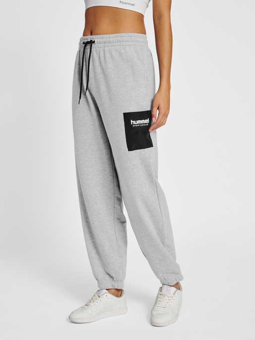 hmlLGC DACIA LOOSE PANTS, GREY MELANGE, model