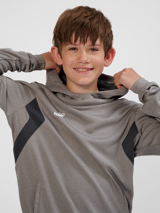 hmlAUTHENTIC PL HOODIE KIDS, GREY MELANGE, model