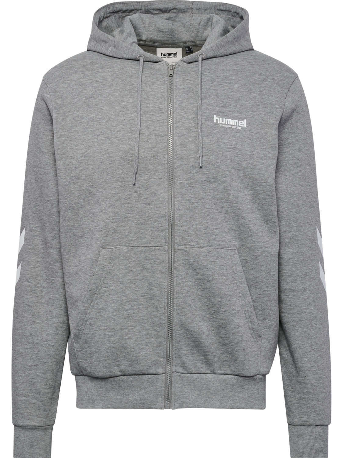 hmlLEGACY 2.0 ZIP HOODIE, GREY MELANGE, packshot