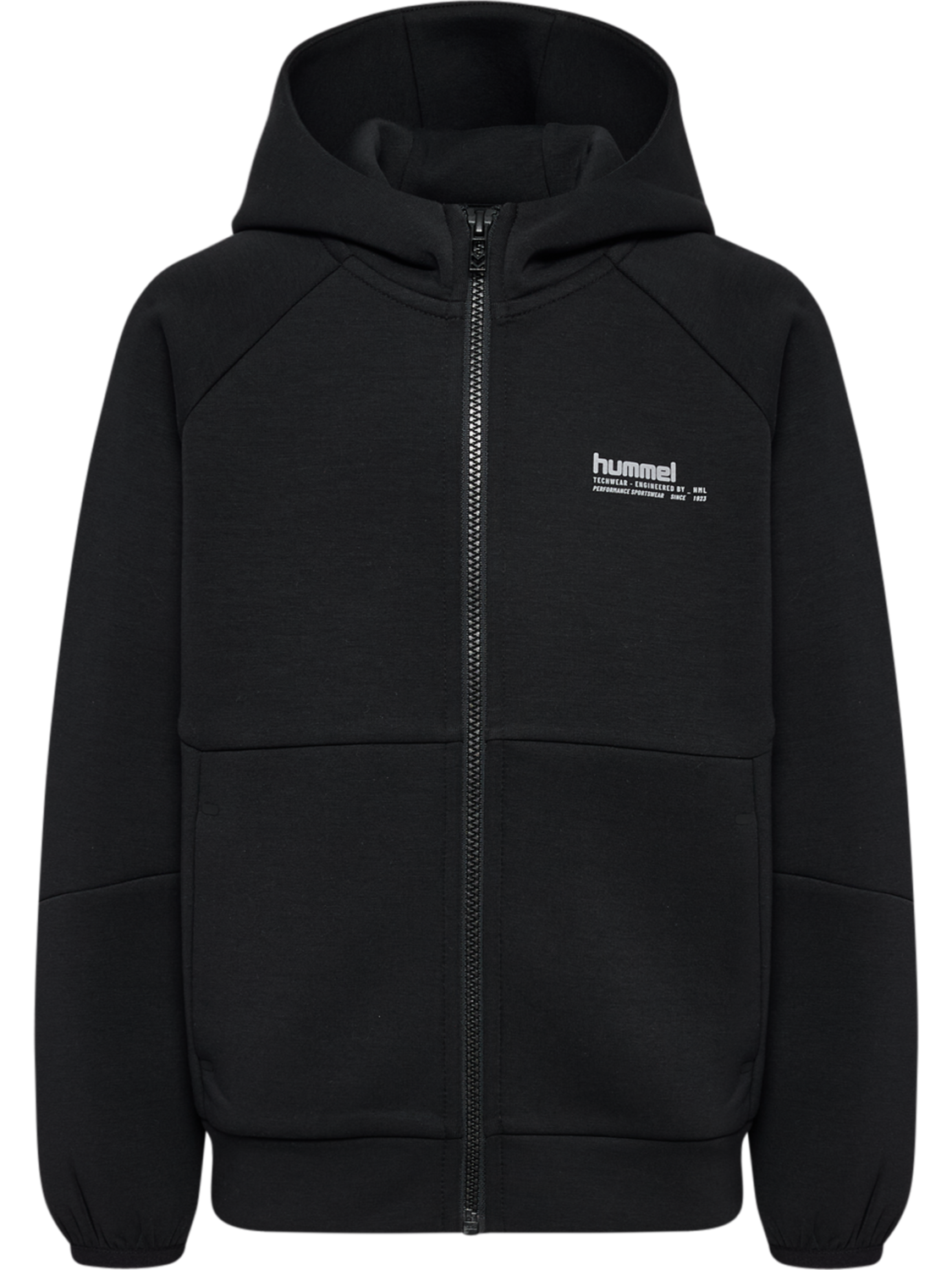hmlJR TECH FLEECE ZIP HOODIE, BLACK, packshot