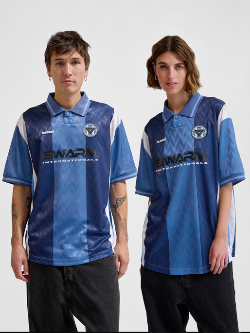 hmlLOOSE SOCCER JERSEY S/S, ESTATE BLUE, model