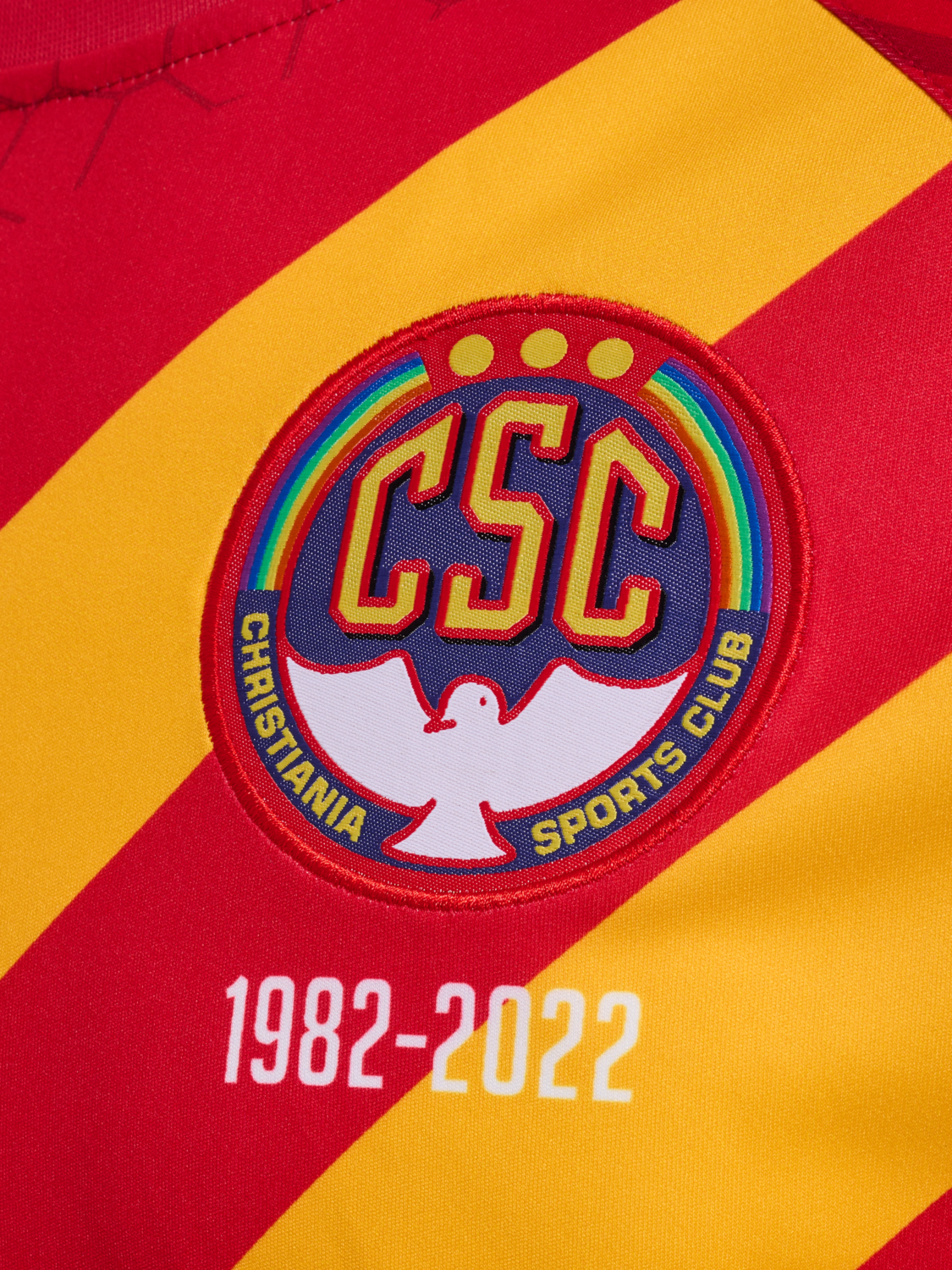 CSC 23/24 ANNIVERSARY JERSEY S/S, TRUE RED/SPORTS YELLOW, packshot