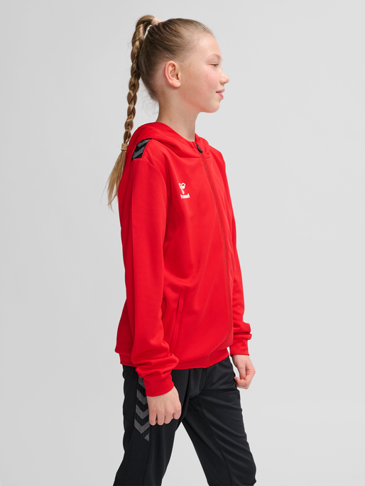 hmlAUTHENTIC PL ZIP HOODIE KIDS, TRUE RED, model