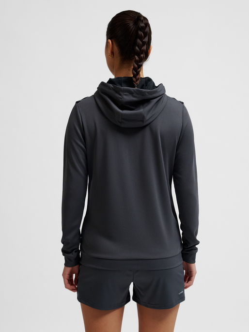 hmlAUTHENTIC PL ZIP HOODIE WOMAN, ASPHALT, model