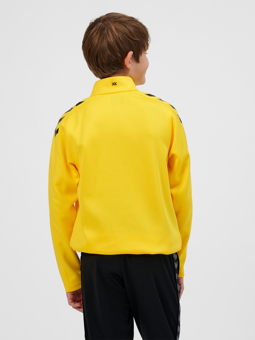 hmlCORE XK HALF ZIP POLY SWEAT KIDS, SPORTS YELLOW, model