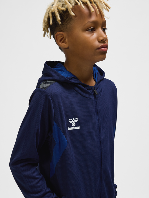 hmlAUTHENTIC PL ZIP HOODIE KIDS, MARINE, model