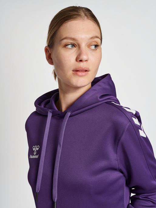 hmlCORE XK POLY SWEAT HOODIE WOMAN, ACAI/WHITE, model