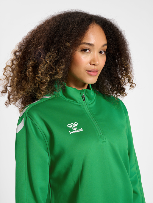 hmlCORE XK HALF ZIP POLY SWEAT, JELLY BEAN, model