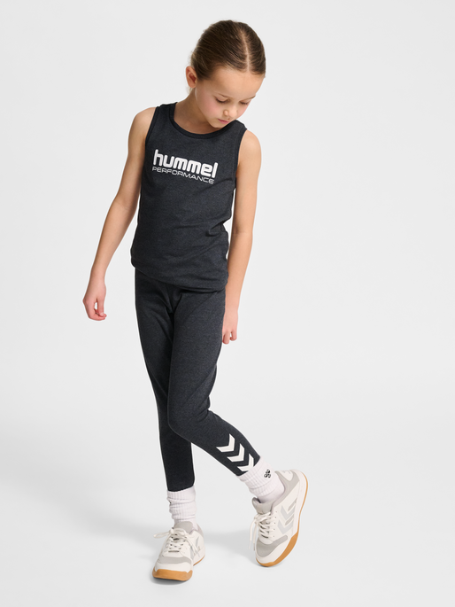 hmlJR LOGO TIGHTS, BLACK MELANGE, model
