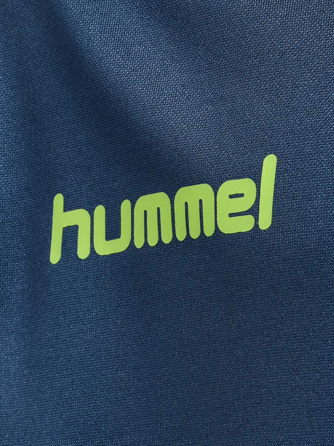 hmlPROMO KIDS POLY HOODIE, DARK DENIM/LIME PUNCH, packshot