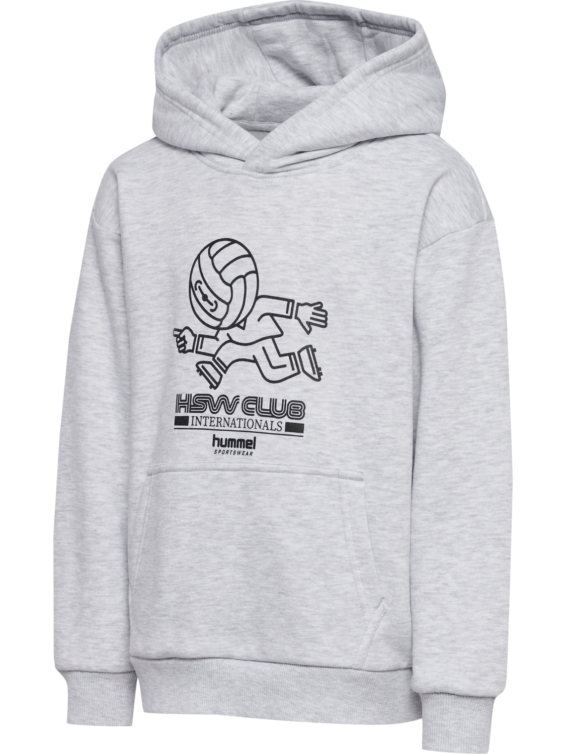 hmlJR LOOSE HOODIE HEADBALL, LIGHT GREY MELANGE, packshot